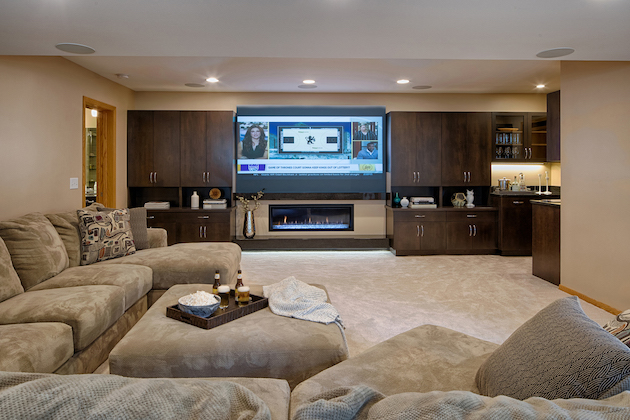 Contemporary Home Remodel - Basement TV Area