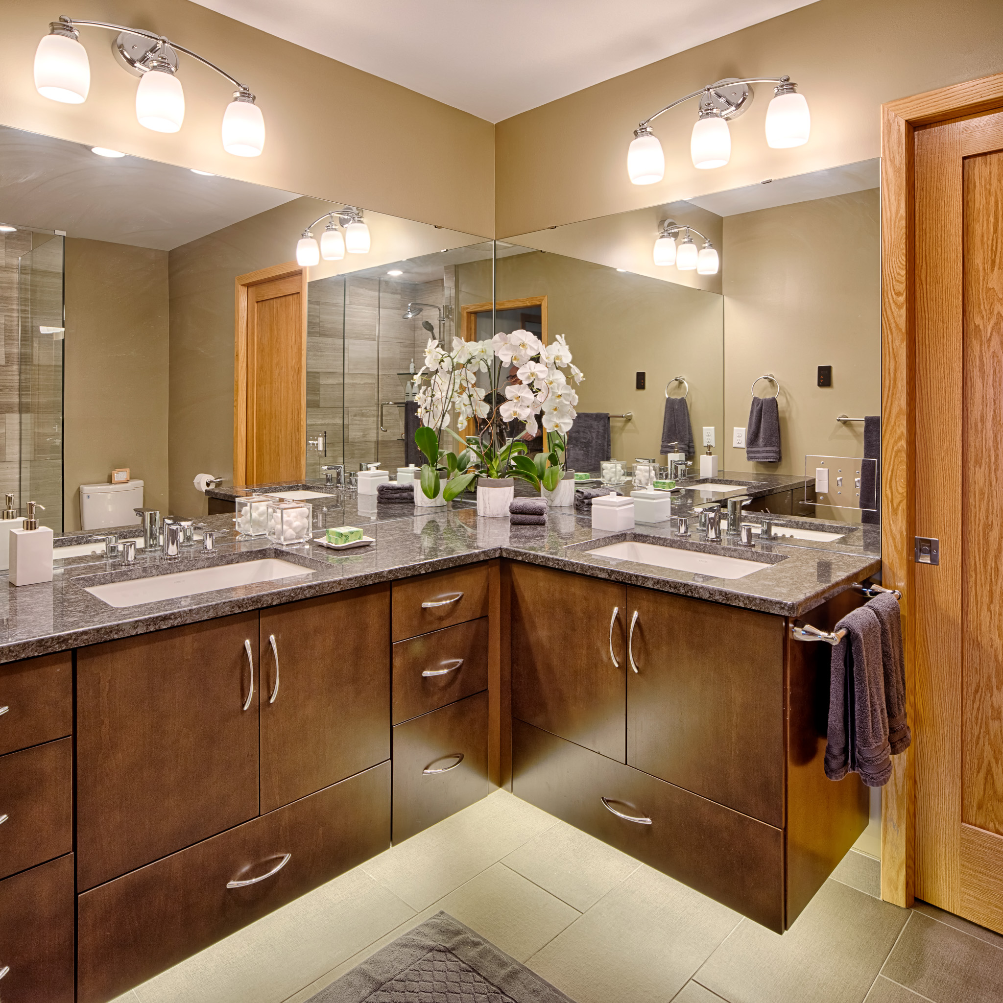 Contemporary Home Remodel - Master Bathroom - Floating Cabinets