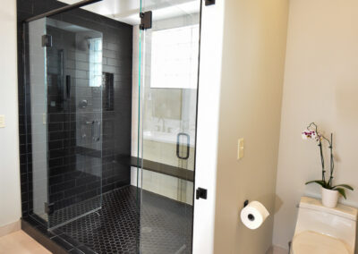 Modern Living - Master Bath - Double Shower - Black Tile - toilet