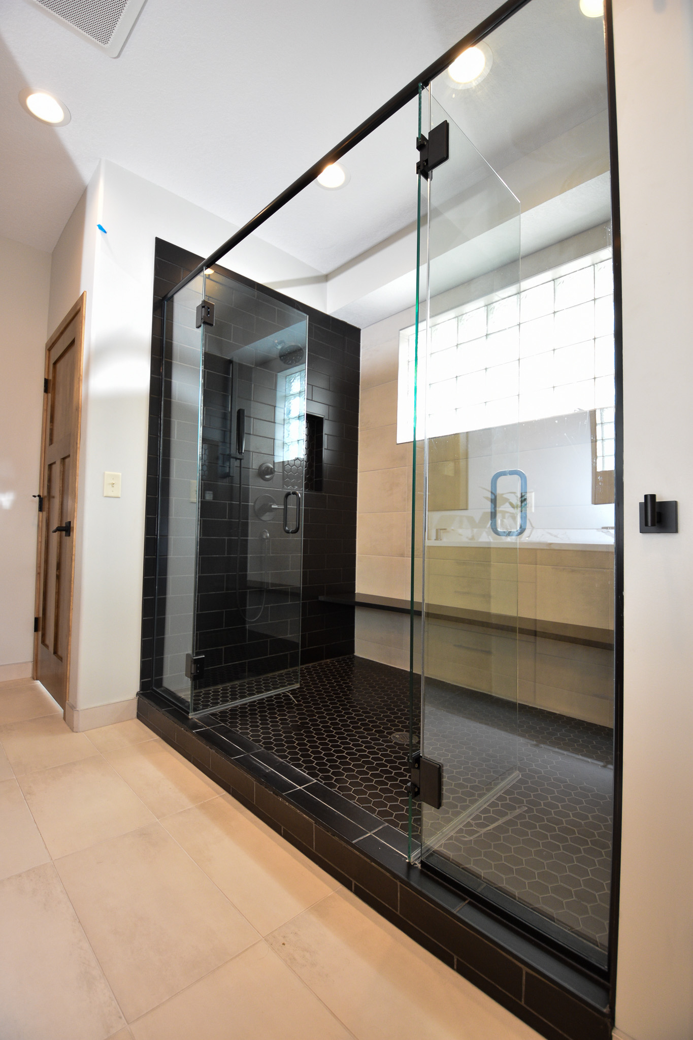 Contemporary Living - Master Bath - Double Shower - Black Tile