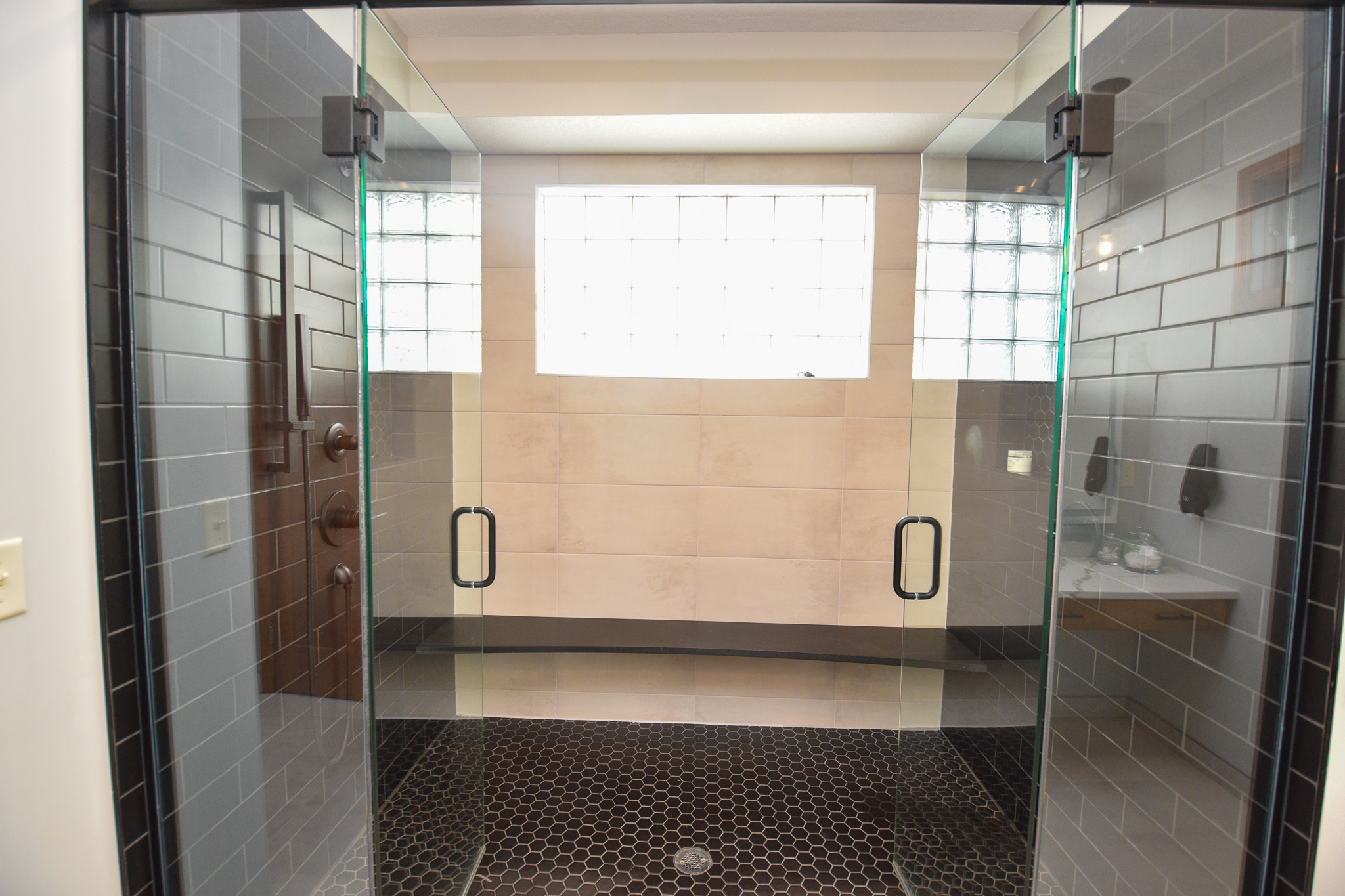 Contemporary Living - Master Bath - Double Shower - Black Tile
